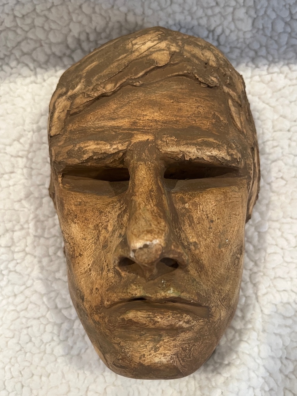 Studio Art Sculpted Male Pottery Face, plaster, death mask